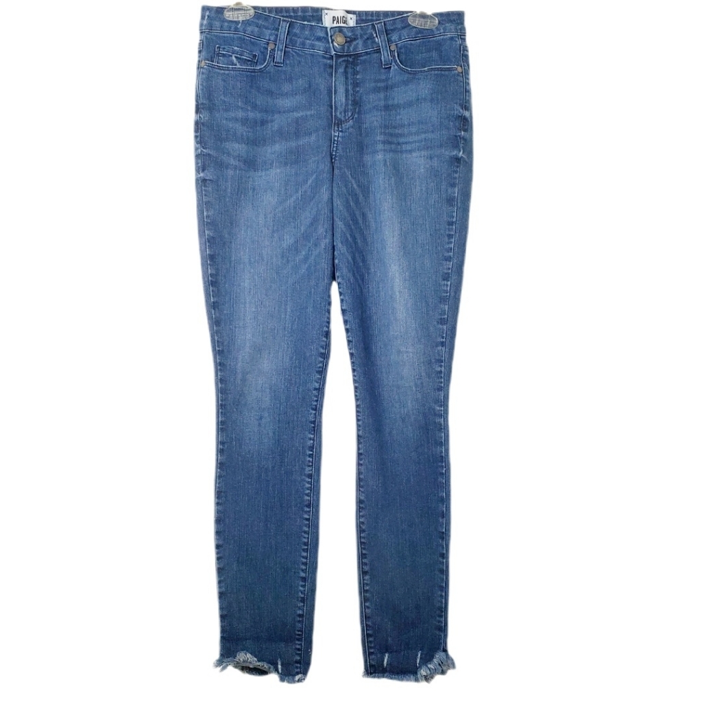 Paige Verdugo Ankle Length Skinny Jeans In Tania Distressed Denim Size 28